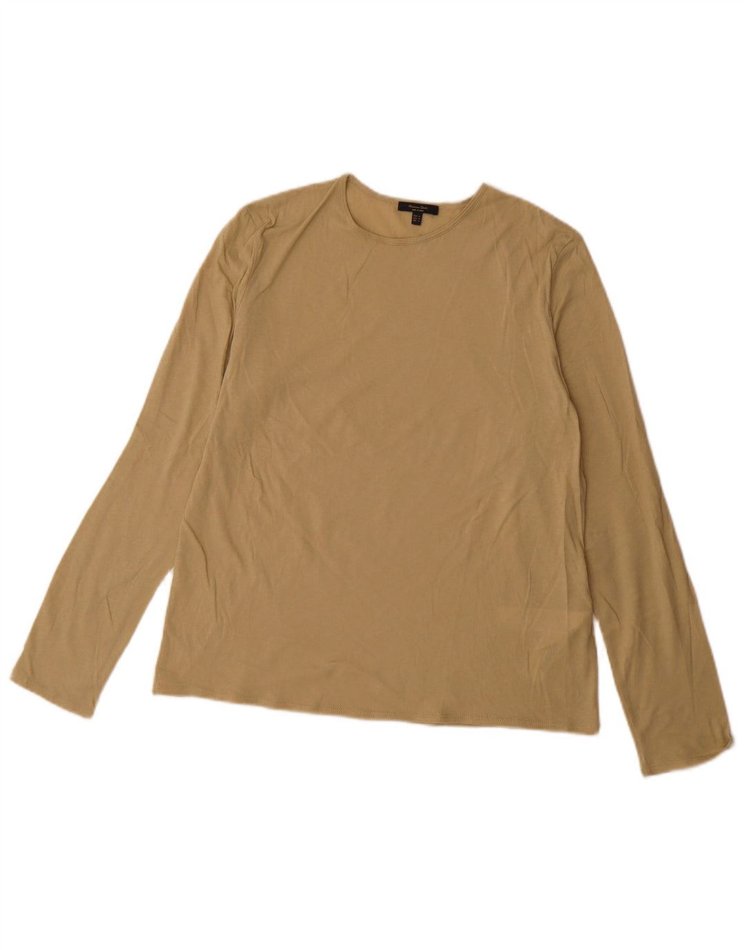 Top feminino Massimo Dutti manga comprida Reino Unido 14 algodão bege médio