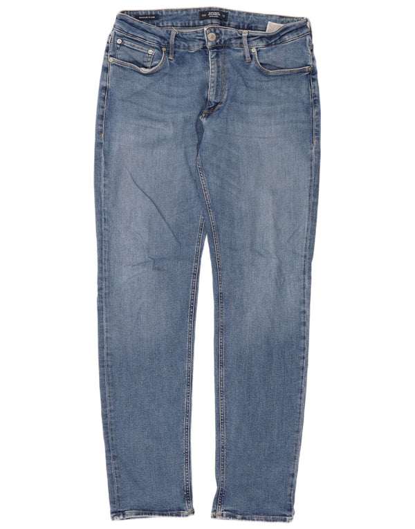 Jack & Jones Mens Clark Straight Jeans W34 L34 Azul Algodão
