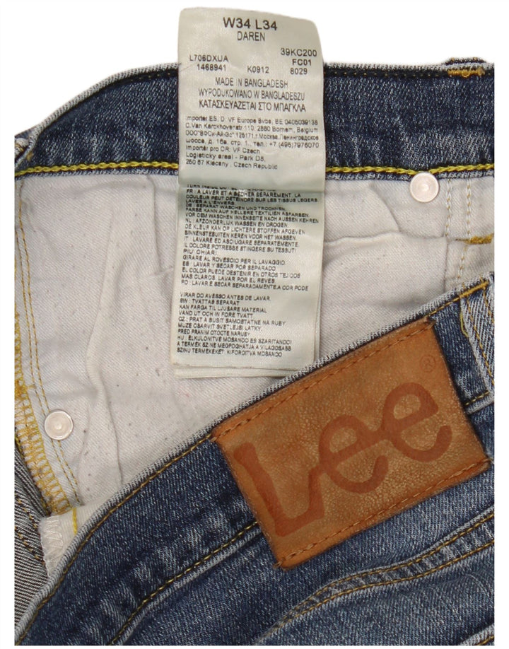 Lee Womens Daren Straight Jeans W34 L30 Azul Algodão