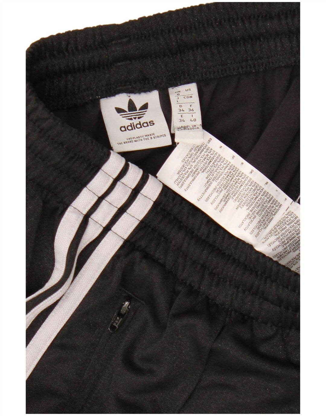 Calça de treino feminina ADIDAS UK 8 pequena preta poliéster