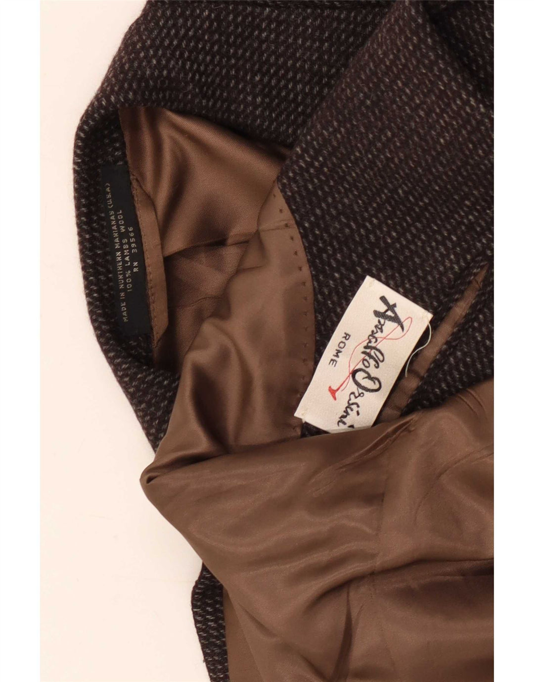 Jaqueta blazer masculina de 2 botões Anralfo Orsini Reino Unido 40 grande marrom manchado