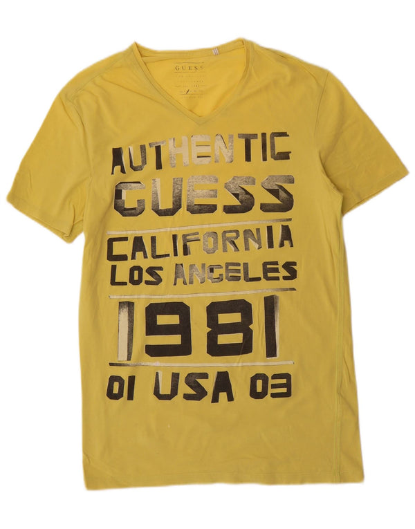 Guess Camiseta masculina gráfica Top Médio Amarelo