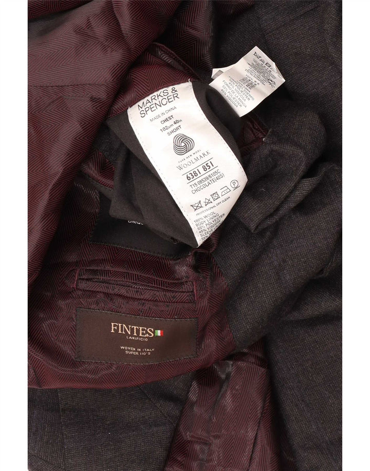 Jaqueta blazer masculina de 2 botões Marks & Spencer Reino Unido 40 lã cinza médio