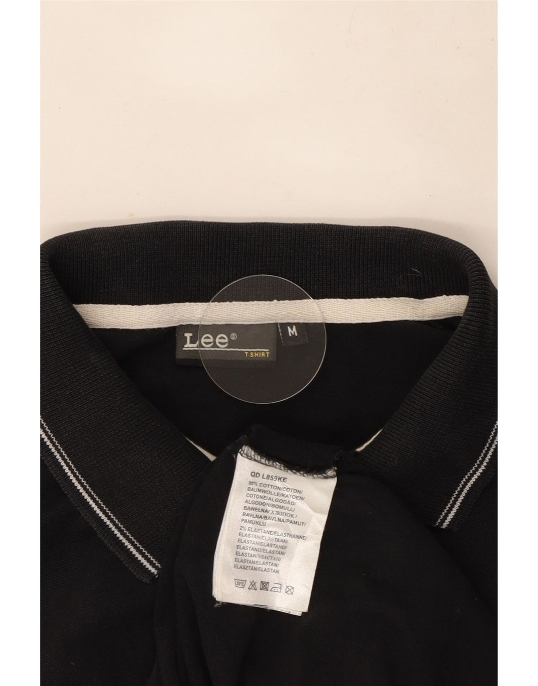 Camisa polo masculina de manga comprida Lee algodão preto médio