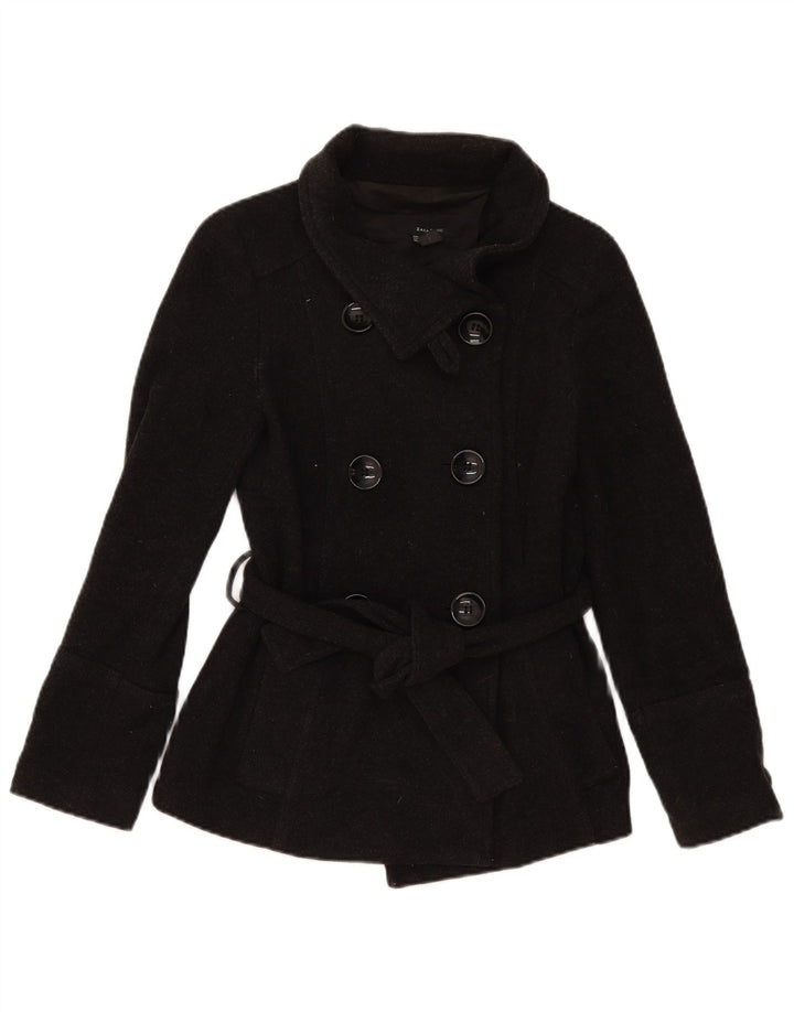 Zara Womens Pea Coat UK 10 Small Gray Wool