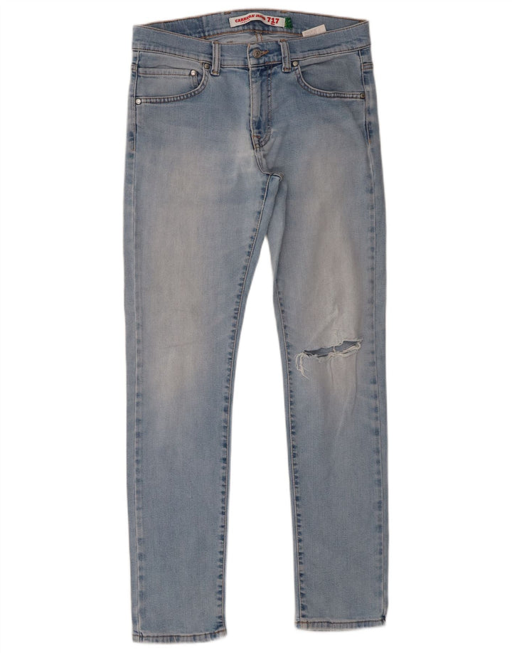 Calça Jeans Carrera Feminina 717 Distressed Slim W33 L31 Azul Algodão
