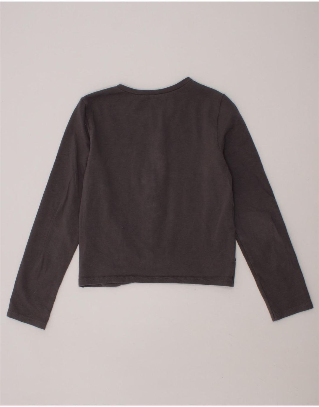 BENETTON Girls Top Long Sleeve 7-8 Years Medium Grey Cotton Vintage Benetton and Second-Hand Benetton from Messina Hembry 