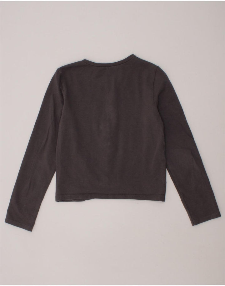 BENETTON Girls Top Long Sleeve 7-8 Years Medium Grey Cotton Vintage Benetton and Second-Hand Benetton from Messina Hembry 