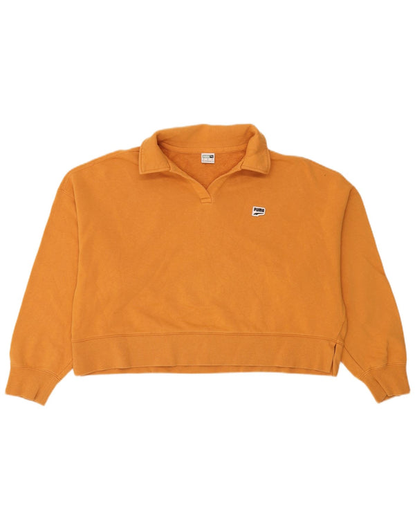 Puma feminino oversized crop polo neck moletom jumper UK 16 grande amarelo