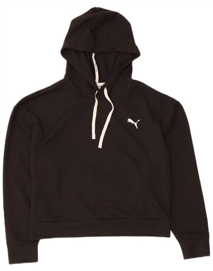 PUMA Womens Crop Oversized Hoodie Jumper UK 10 Pequeno Poliéster Preto