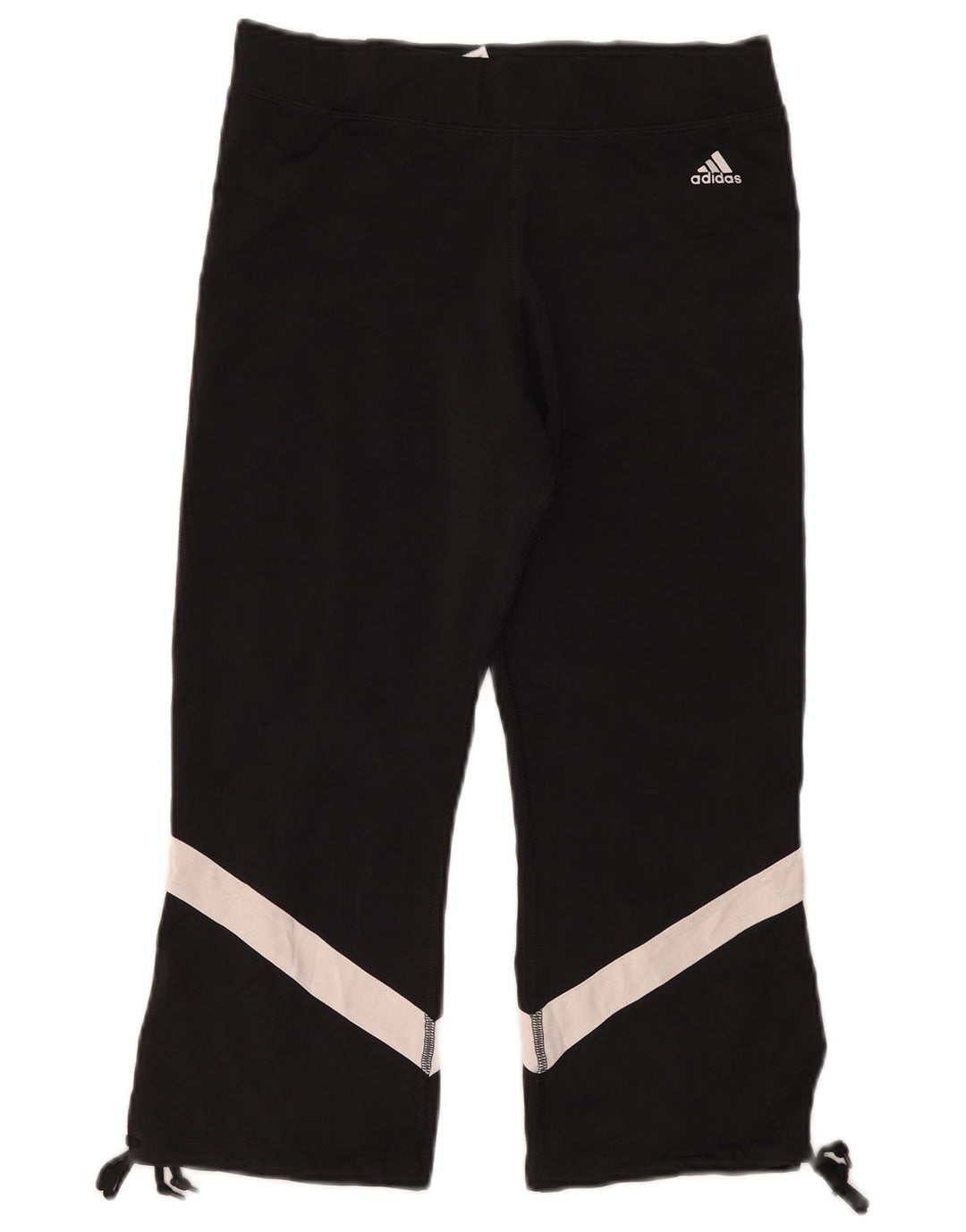 Adidas Womens Capri Leggings UK 14 Grande Preto Colorblock Poliéster
