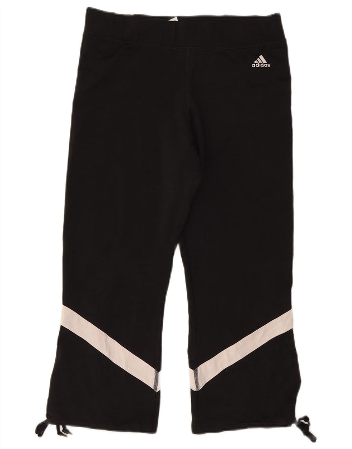 Adidas Womens Capri Leggings UK 14 Grande Preto Colorblock Poliéster