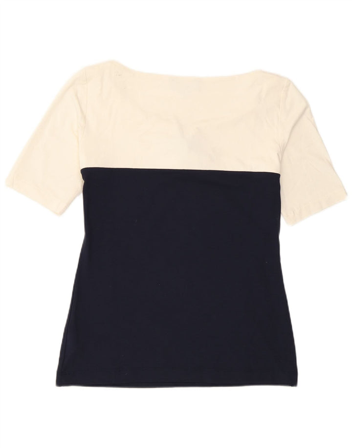 Blusa feminina Luisa Spagnoli UK 10 pequena branca colorblock viscose