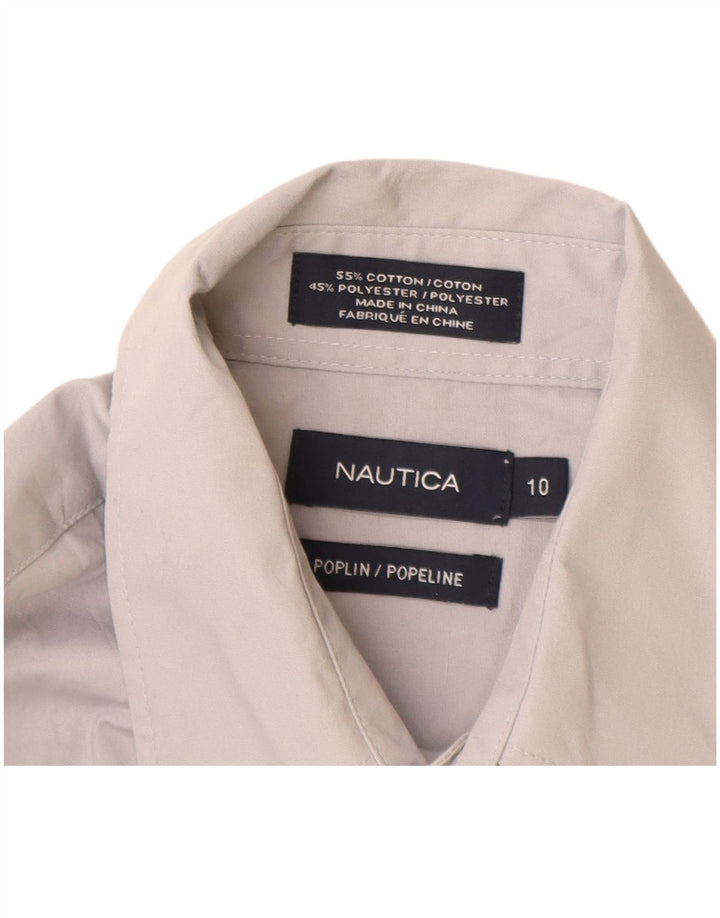 Camisa de popeline Nautica Boys 9-10 anos algodão cinza
