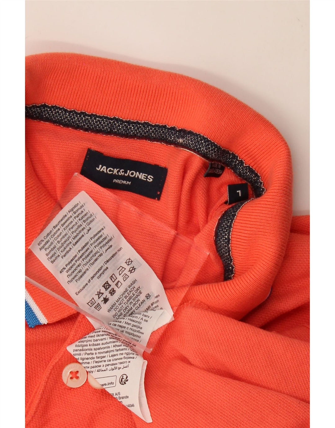 Camisa polo masculina JACK & JONES grande algodão laranja