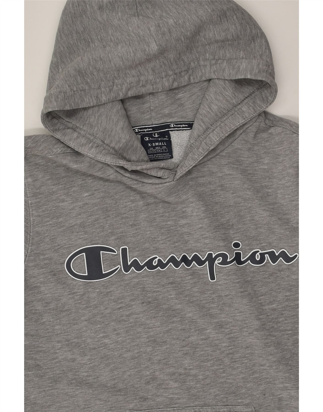CHAMPION Mens Graphic Hoodie Jumper XS Grey Cotton | Vintage Champion | Thrift | Second-Hand Champion | Used Clothing | Messina Hembry 