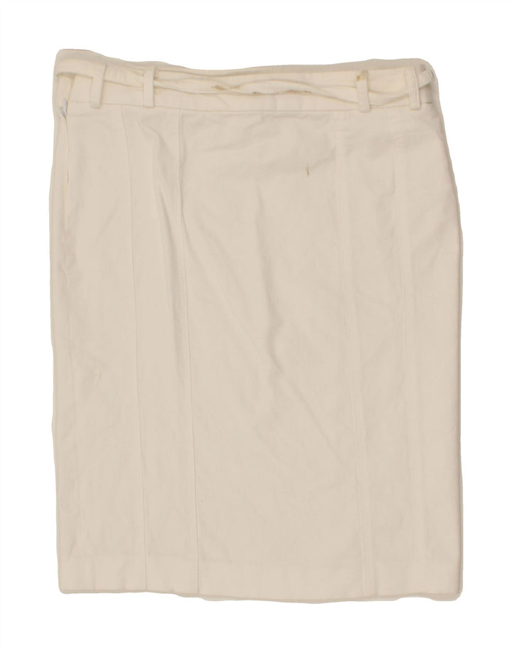 PATRIZIA PEPE Womens Straight Skirt IT 42 Medium W32  White Cotton Vintage Patrizia Pepe and Second-Hand Patrizia Pepe from Messina Hembry 