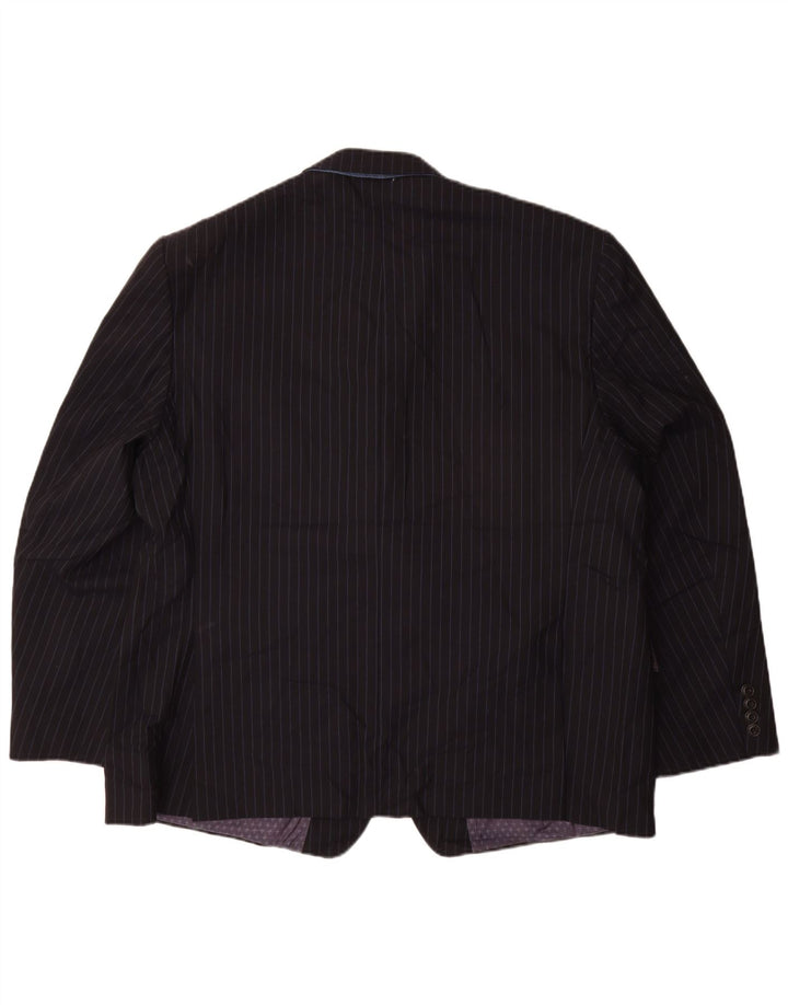Jaqueta blazer masculina de 2 botões Marks & Spencer Reino Unido 48 4XL risca de giz azul marinho