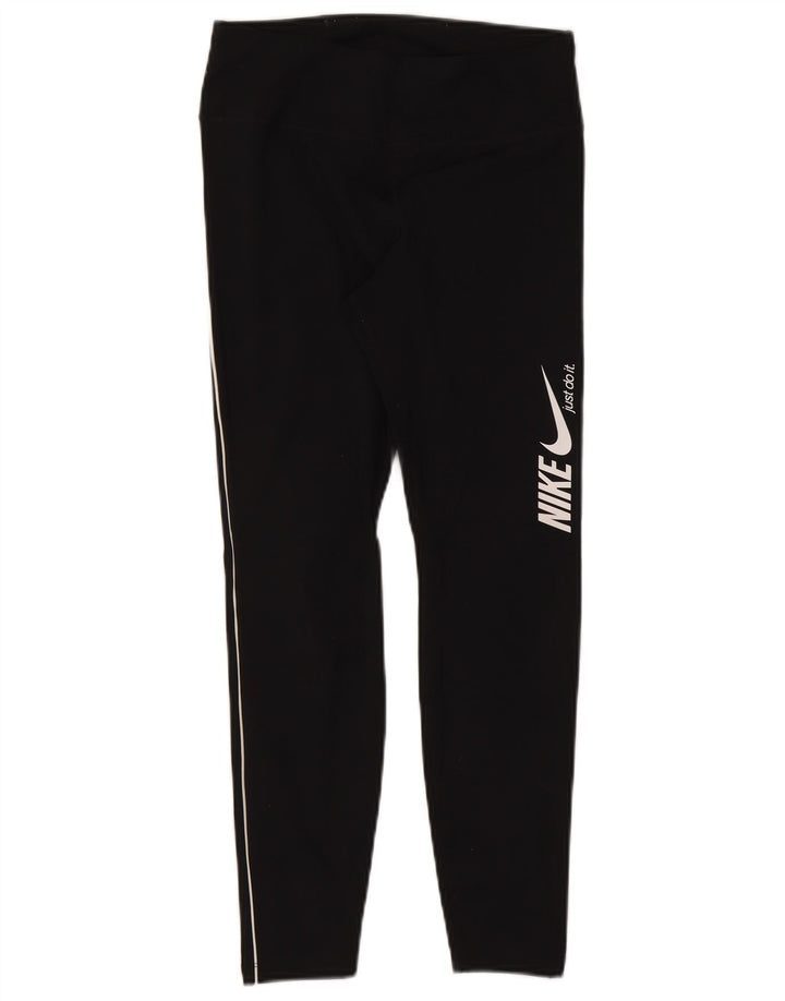 Leggings Nike Dri Fit Graphic Crop Femininas UK 12 Médio Preto Poliéster