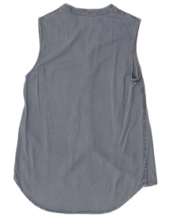 Camisa jeans feminina sem mangas Guess UK 4 XS azul
