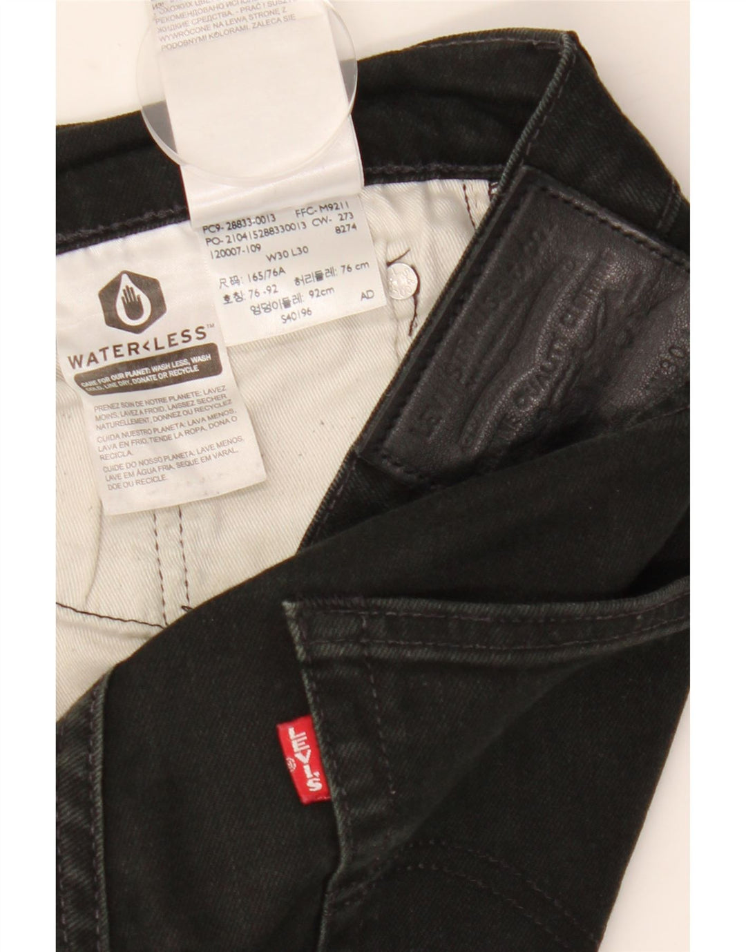 Levi's Mens Slim Jeans W30 L30 Algodão Preto