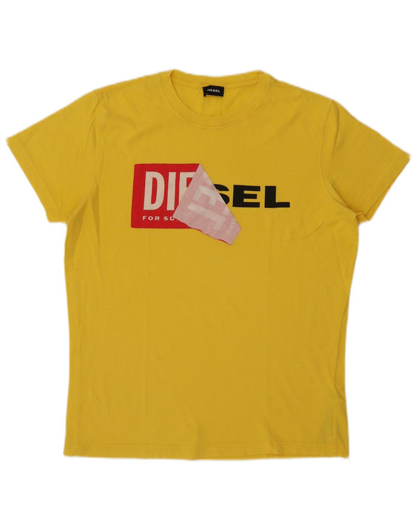 Diesel Camiseta masculina gráfica Top grande algodão amarelo