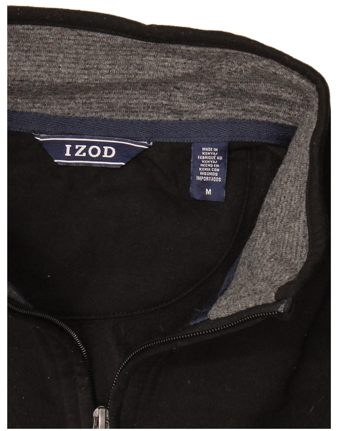 Suéter masculino Izod com zíper e gola média preto
