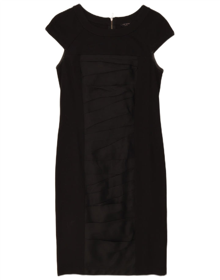 Vestido bainha feminino Ted Baker tamanho 2 pequeno viscose preta