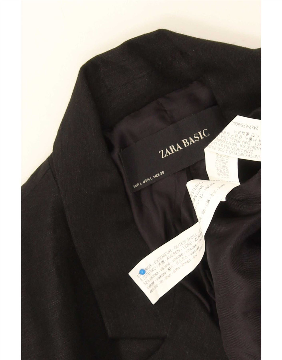 Zara Womens Wrap Blazer Jacket Reino Unido 16 Grande Viscose Preta