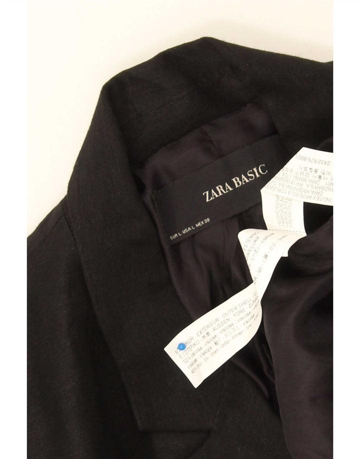 Zara Womens Wrap Blazer Jacket Reino Unido 16 Grande Viscose Preta