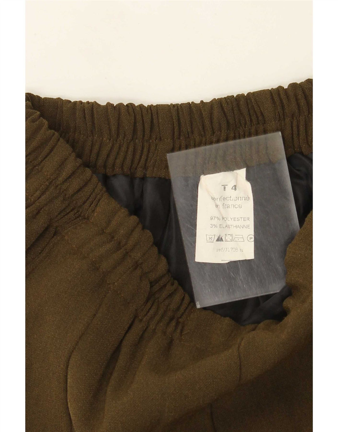 Saia vintage feminina linha A W28 poliéster cáqui médio