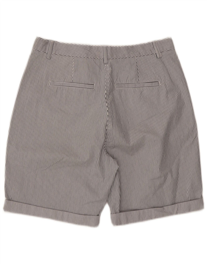 Shorts chino feminino MARKS & SPENCER UK 12 médio W30 listrado branco