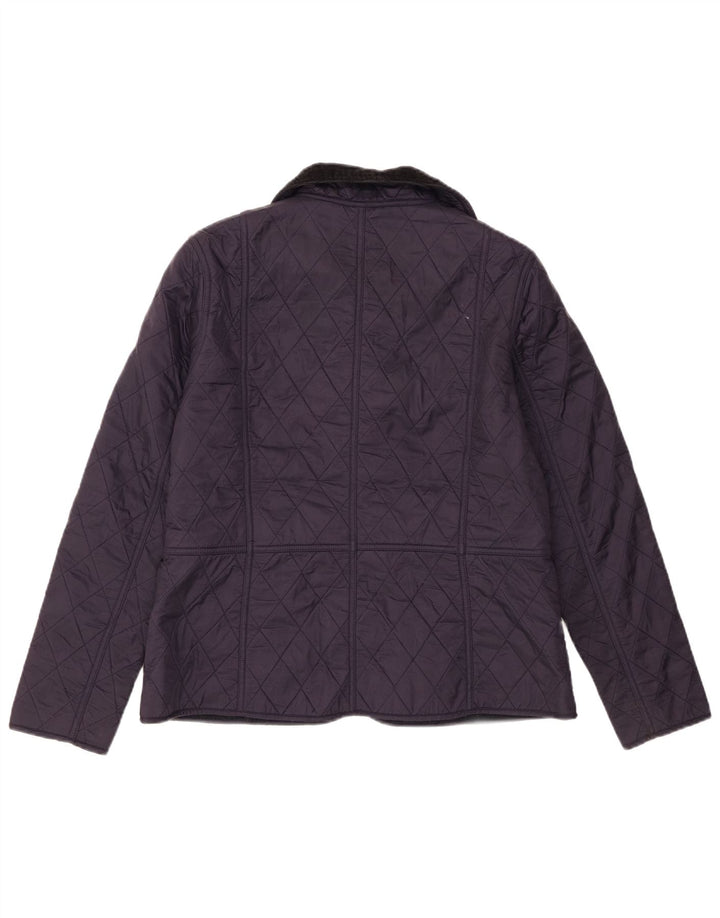 Jaqueta acolchoada feminina Barbour UK 14 grande bloco colorido azul marinho