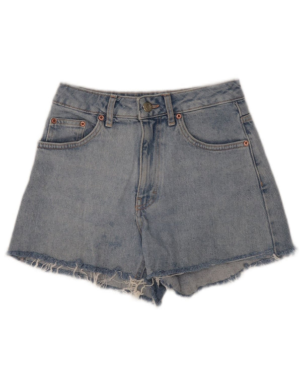 Shorts jeans feminino Topshop Mom UK 8 pequeno W25 azul