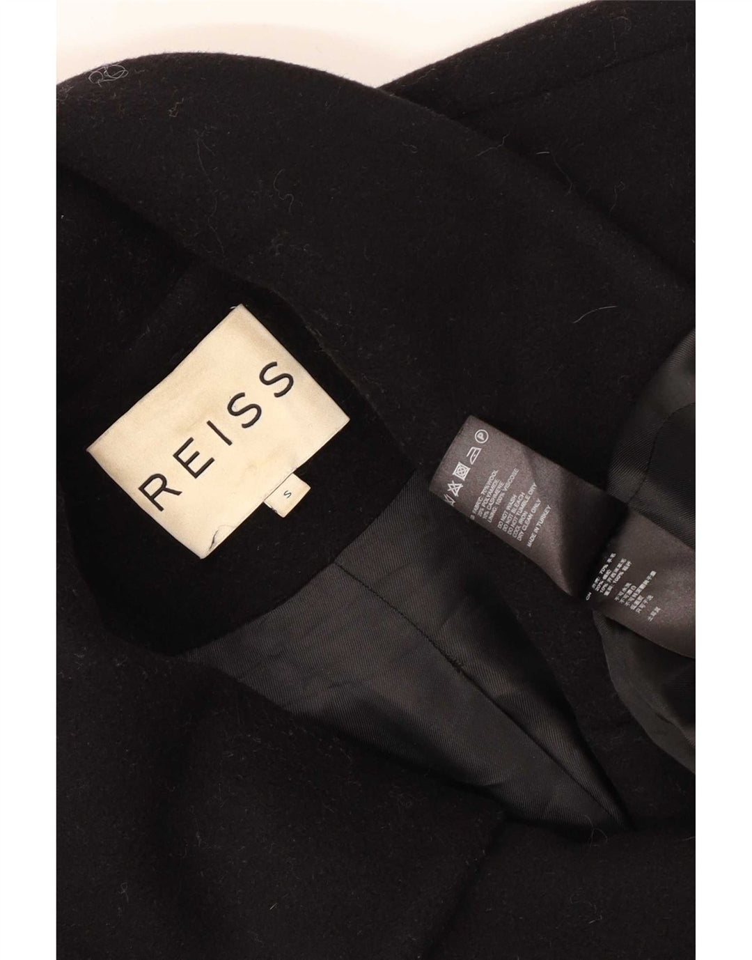 Reiss Sobretudo feminino grande Reino Unido 10 Lã preta pequena