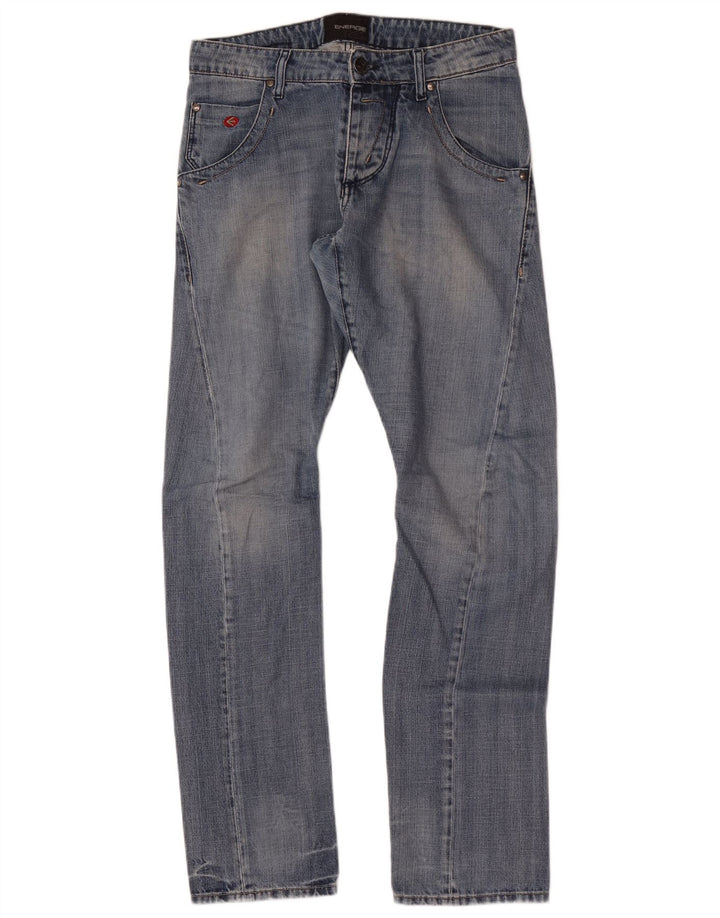 Energie Mens Straight Jeans W32 L34 Azul Algodão