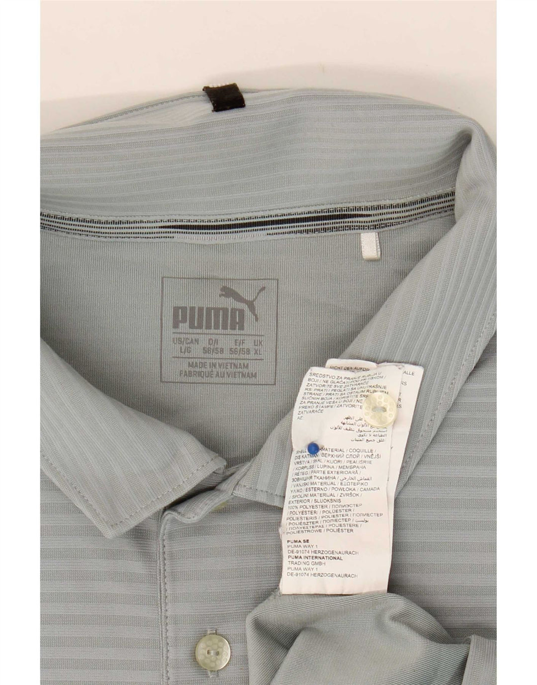 Camisa polo masculina Puma XL cinza risca de giz poliéster