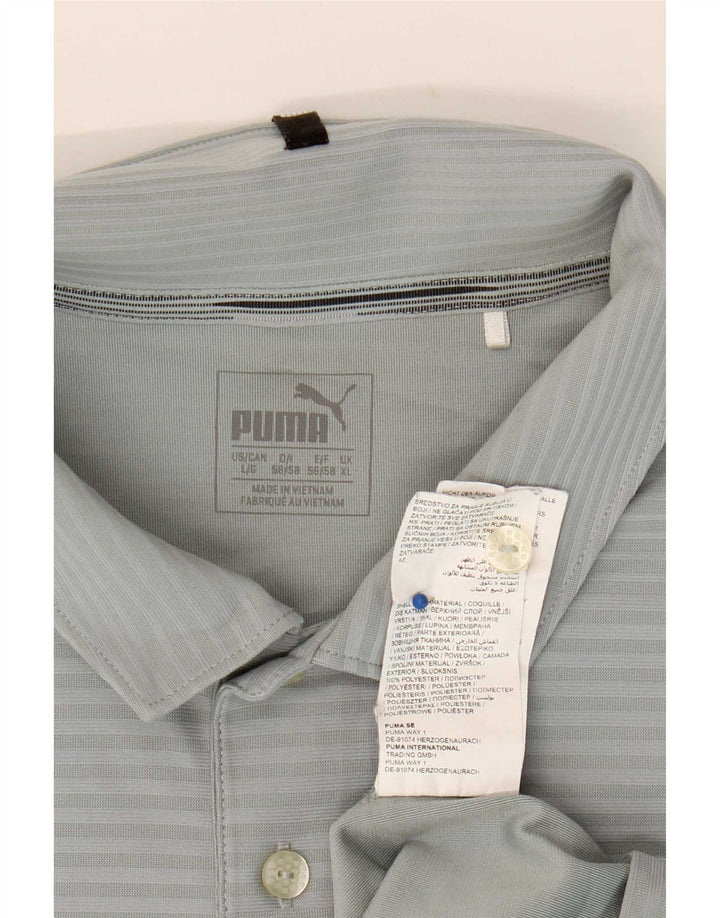 Camisa polo masculina Puma XL cinza risca de giz poliéster
