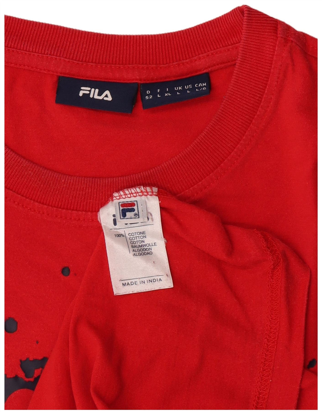 Fila Mens Graphic T-Shirt Top Grande Algodão Vermelho
