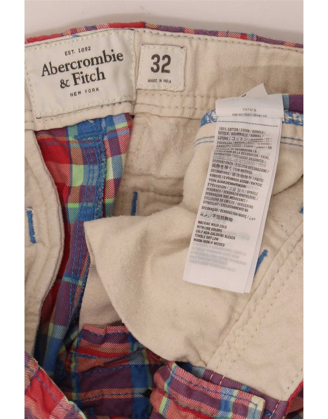Shorts Chino Masculino Abercrombie & Fitch W32 Algodão Xadrez Médio Multicolorido