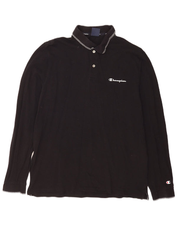 Camisa polo masculina de manga comprida Champion 2XL algodão preto