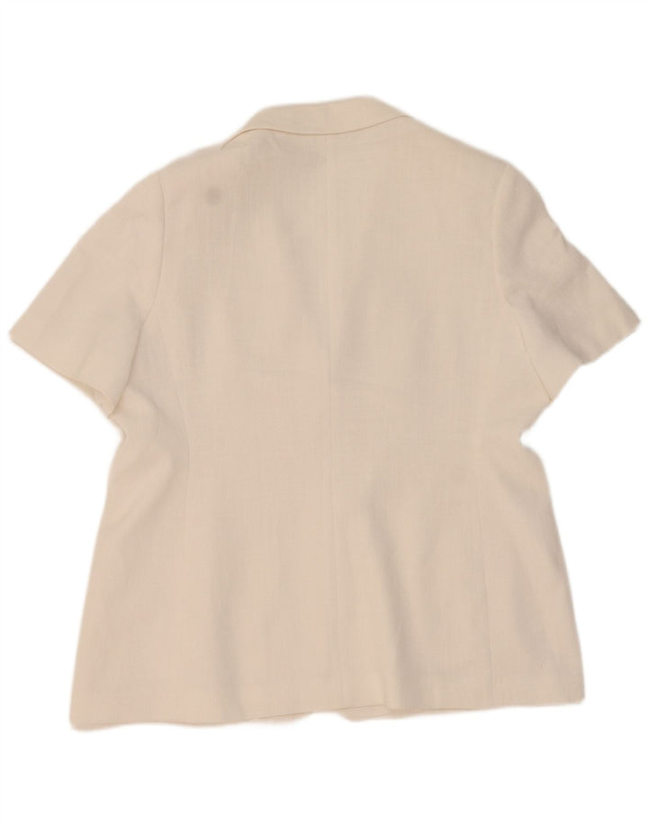 Jaqueta blazer feminina de manga curta com 2 botões da Marks & Spencer Reino Unido 20 2XL branca