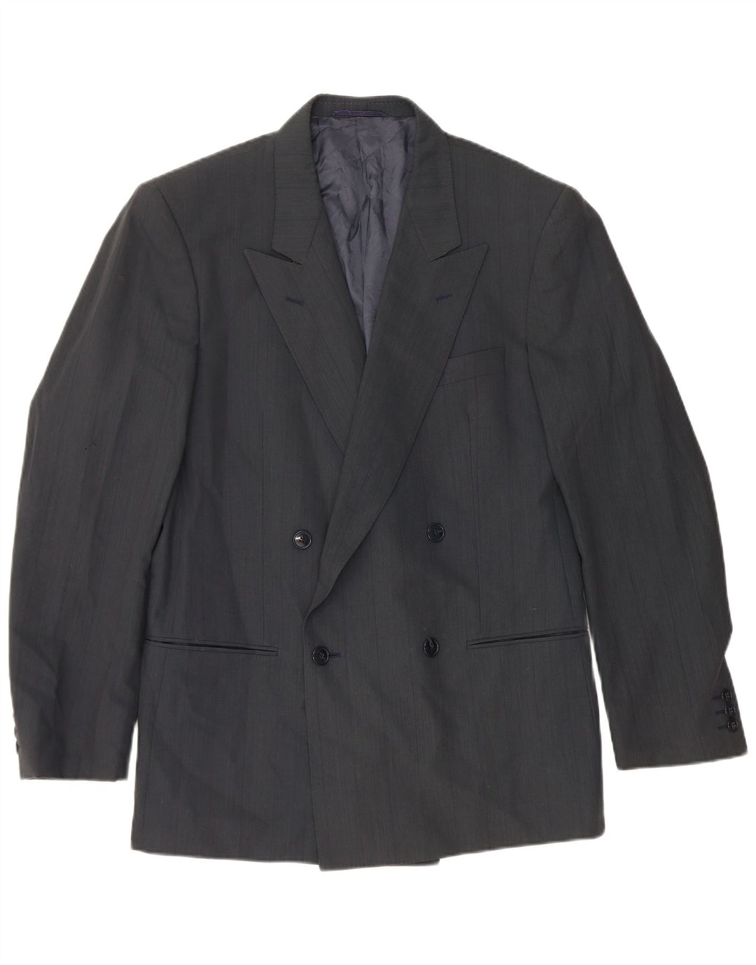 Jaqueta blazer masculina Mario Zegna com peito duplo IT 48 lã azul marinho médio