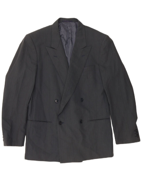 Jaqueta blazer masculina Mario Zegna com peito duplo IT 48 lã azul marinho médio