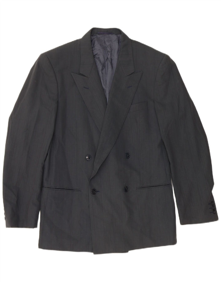 Jaqueta blazer masculina Mario Zegna com peito duplo IT 48 lã azul marinho médio
