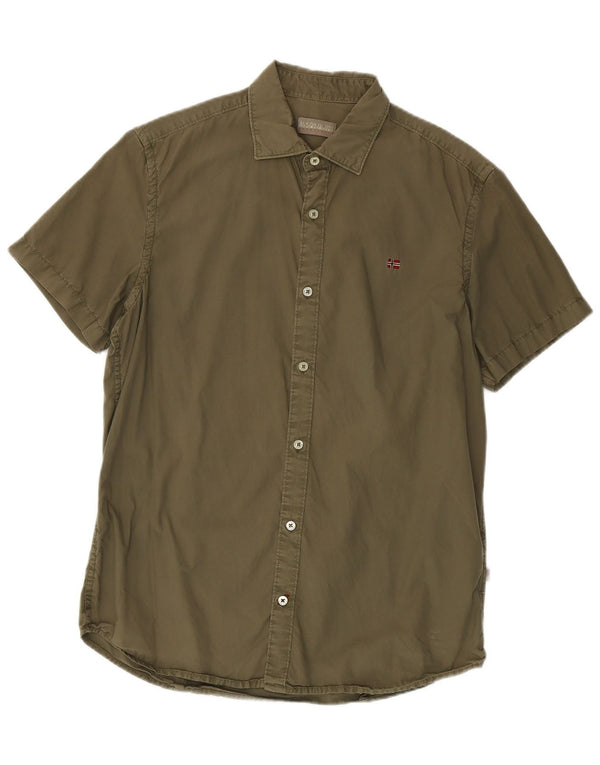 Camisa masculina geográfica de manga curta Napapijri XL cáqui