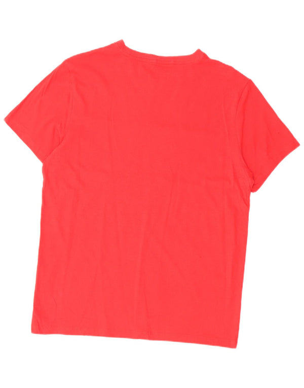 TOMMY HILFIGER Camiseta masculina gráfica Top médio vermelho algodão colorblock