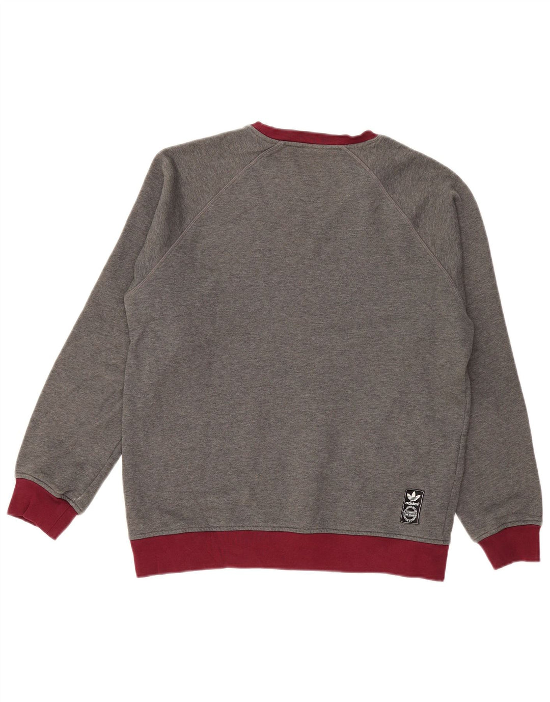 Adidas Mens Moletom Jumper Médio Cinza Colorblock Algodão