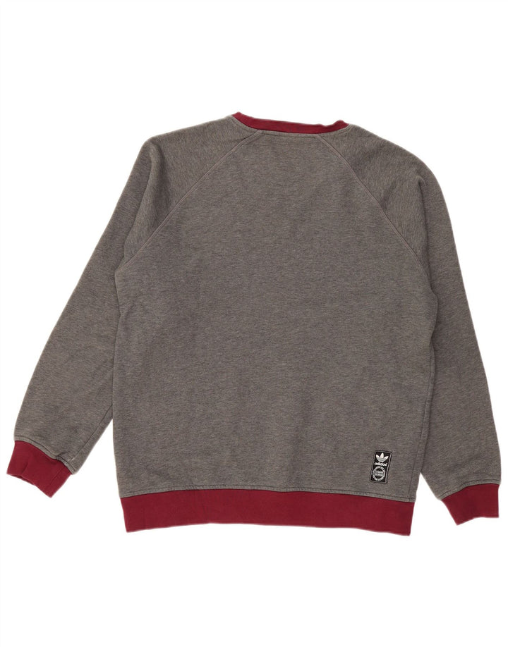 Adidas Mens Moletom Jumper Médio Cinza Colorblock Algodão