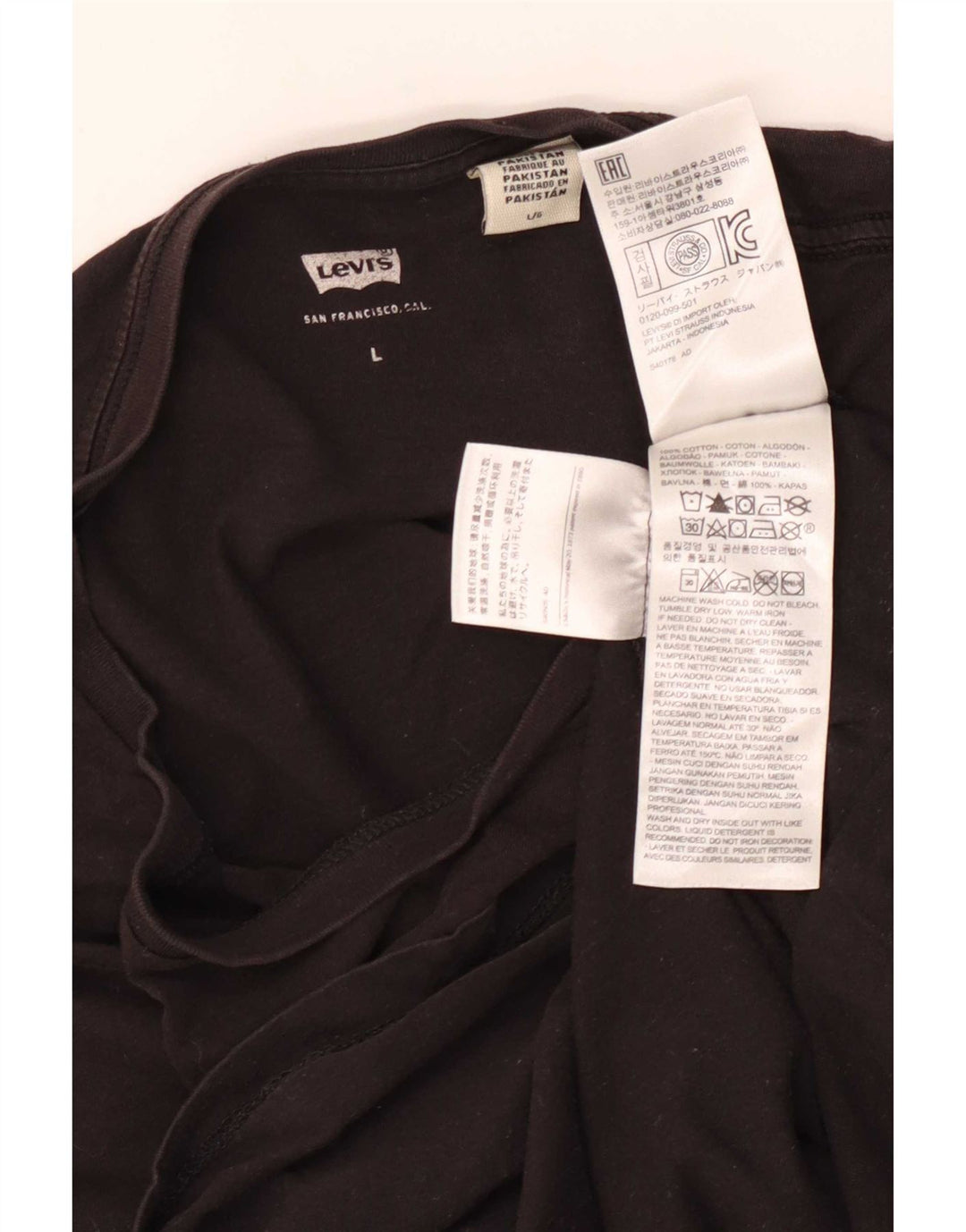 Camiseta feminina gráfica Levi's UK 14 grande preta